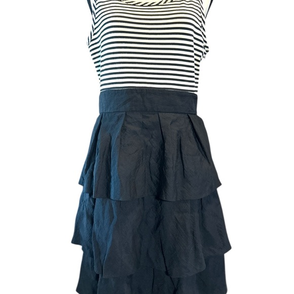 BCBGMaxAzria Black and White Striped Tiered Dress - Picture 2 of 8